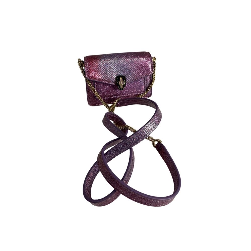 Bvlgari Serpenti Forever Metallic Karung Micro Shoulder Bag with COA